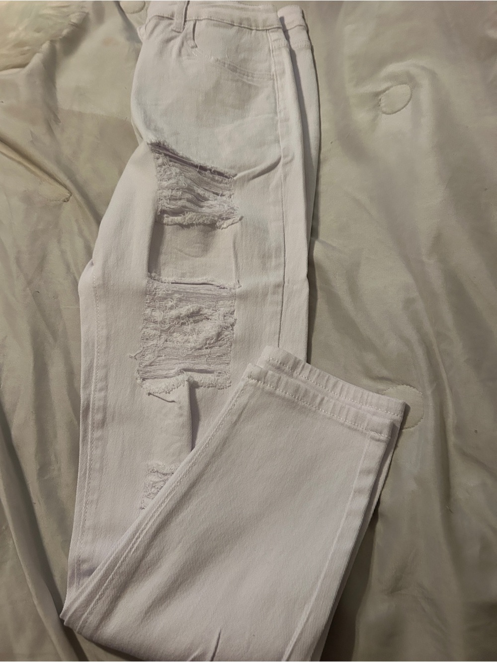 Men's White Ripped Slim Jeans